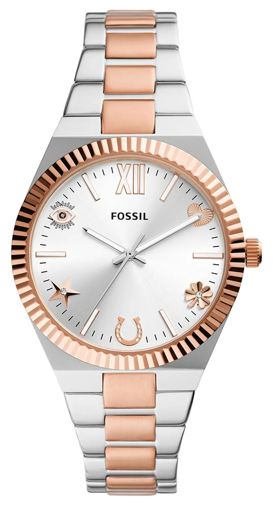 Fossil Scarlette ES5261 modny zegarek damski na bransolecie bicolor