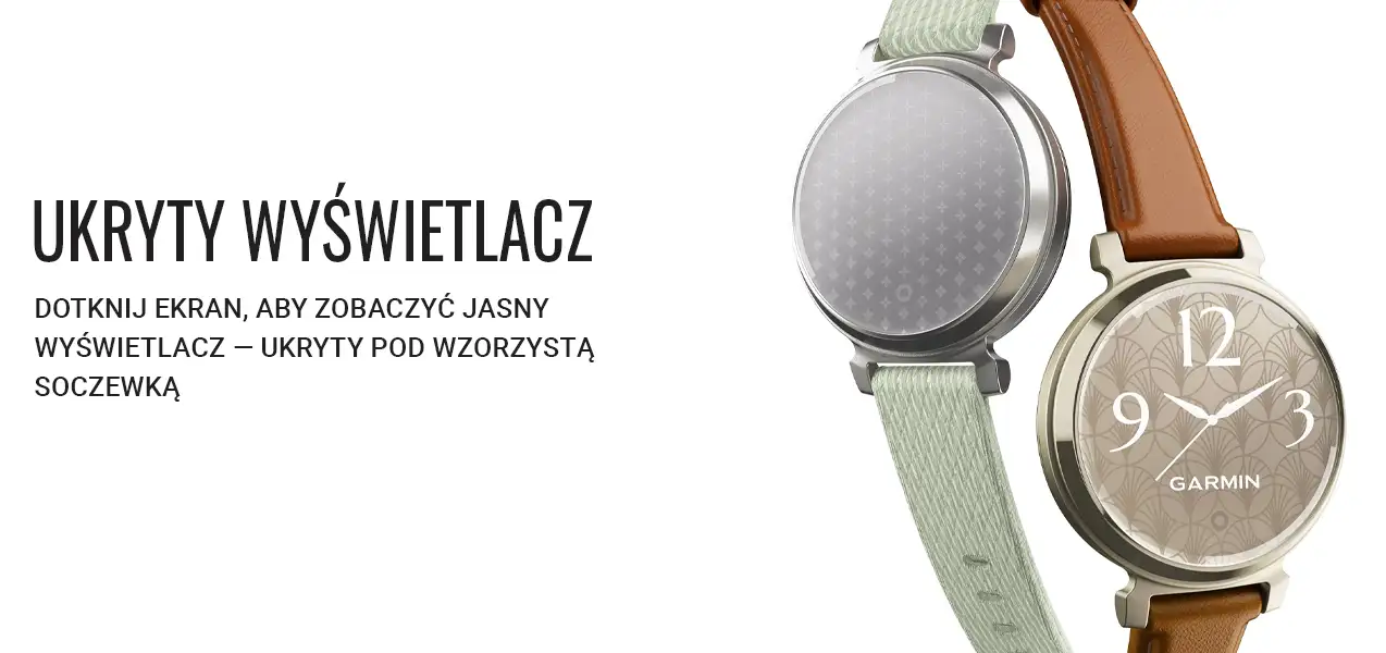 Ukryty wyświetlacz pod wzorzystą soczewką w zegarku Garmin Lily 2 Classic 