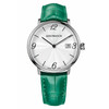 Szwajcarski zegarek męski na zielonym pasku ze skóry Aerowatch Heritage Slim Quartz