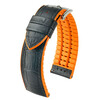 Czarny pasek do zegarka Hirsch Andy z pomarańczowym spodem i krawędziami 18 mm