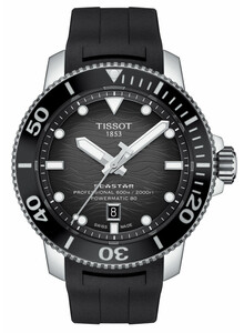Zegarek nurkowy Tissot Seastar 2000 Professional z czarną tarczą na pasku gumowym