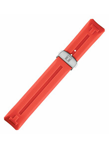 Czerwony, wodoodporny pasek gumowy do zegarków Tissot T-Touch Connect Solar z zapięciem motylkowym.