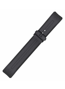 Czarny, wodoodporny pasek gumowy do zegarków Tissot T-Touch Connect Solar z zapięciem motylkowym.