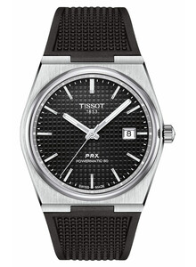 Męski zegarek na gumowym pasku Tissot PRX Powermatic 80