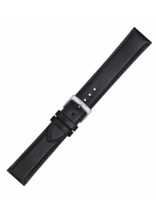 Czarny, gładki pasek do zegarka Tissot, szerokość 20 mm.