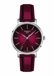 Klasyczny zegarek damski w kolorze burgundu Tissot