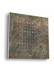 Zegar Qlocktwo Earth 45 Glintscape w języku szwajcarskim