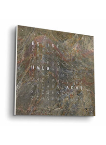 Zegar Qlocktwo Earth 45 Glintscape w języku niemieckim