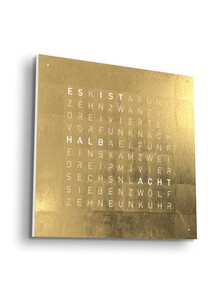 Zegar Qlocktwo Earth 45 Gold w języku niemieckim