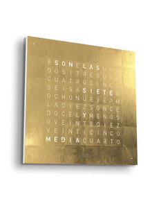 Zegar Qlocktwo Earth 45 Gold w języku hiszpańskim