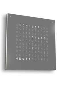 Zegar Qlocktwo Earth 45 Grey Pepper w języku hiszpańskim