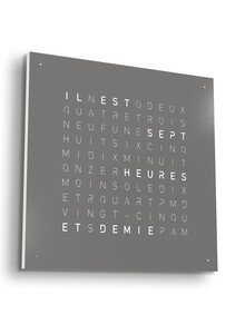 Zegar Qlocktwo Earth 45 Grey Pepper w języku francuskim