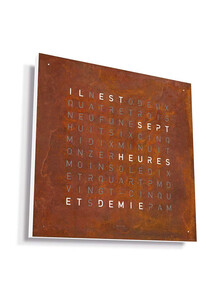 Zegar Qlocktwo Earth 45 Rust w języku francuskim