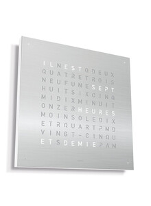 Zegar Qlocktwo Earth 45 Stainless Steel w języku francuskim