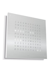 Zegar Qlocktwo Earth 45 Stainless Steel w języku polskim