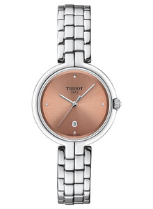 Zegarek damski z diamentami i różową tarczą Tissot Flamingo