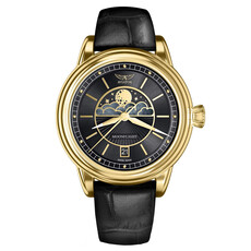 Pozłacany zegarek damski Aviator na skórzanym pasku