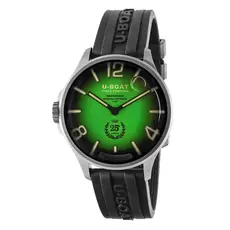 Zegarek U-BOAT Darkmoon 25° SS Green Soleil 2031 w widoku od frontu z zieloną gradientową tarczą