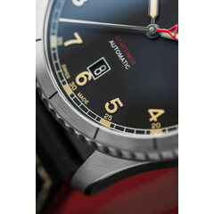 Zegarek męski z niebieską tarczą i brązowym paskiem vintage Alpina