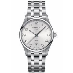 Klasyczny zegarek Certina DS-4 Big Size C022.610.11.032.00. Srebrna tarcza z arabskimi indeksami.