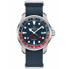 Niebieski zegarek z paskiem NATO Certina DS Action GMT Powermatic 80 C032.429.18.041.00