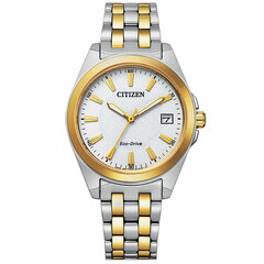 Zegarek damski Citizen z białą tarczą z elementami złoconymi