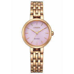 Zegarek dla pań Citizen Lady EM0993-82X z różową tarczą.