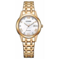 Pozłacany zegarek damski z kryształkami Citizen Lady FE1243-83A