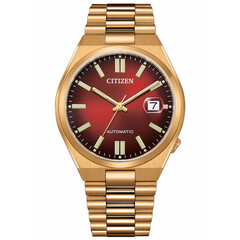 Zegarek automatyczny Citizen Mechanical NJ0153-82X z czerwoną tarczą.
