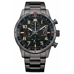 Czarny zegarek typu pilot z chronografem Citizen