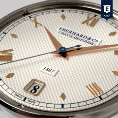 Zdobiona tarcza zegarka Eberhard 1887 Remontage Manuel 21028.02 CT