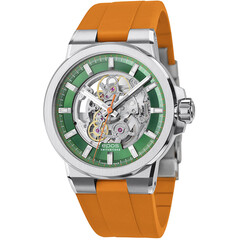 Epos 3442.135.20.13.52 Sportive Skeleton zegarek męski z zieloną tarczą i pomarańczowym paskiem gumowym