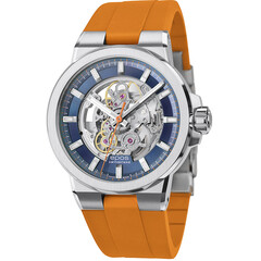 Epos 3442.135.20.16.52 Sportive Skeleton zegarek męski z niebieską tarczą i pomarańczowym paskiem gumowym
