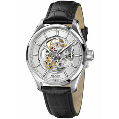 Szkieletowy zegarek Epos z tarczą w kolorze srebrnym