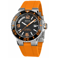 Zegarek nurkowy Epos Sportive Diver Day Date 3441.142.99.92.52 pomarańczowy pasek gumowy