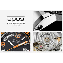 Szczegóły zegarka Epos Sportive Diver Day Date 3441 w wersji pomarańczowej