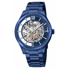 Festina stalowy zegarek pokryty niebieską powłoką