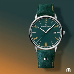 Zegarek Maurice Lacroix Eliros Date EL1118-SS001-620-5 na zielonym pasku skórzanym