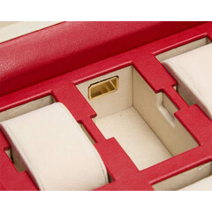 Czerwone pudełko WOLF Palermo 213872 na 6 zegarków miejsce na kabel USB