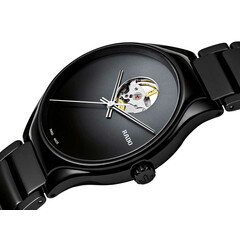 Rado True Secret Automatic R27107152 zegarek z czarną tarczą i otwartym balansemRado True Secret Automatic R27107152