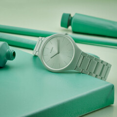 Zielony zegarek Rado True Thinline Les Couleurs™ Le Corbusier R27096662.
