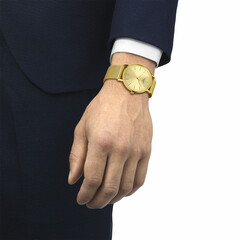 Zegarek męski na złotej bransolecie mesh Tissot Everytime Gent