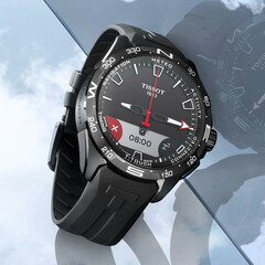 Zegarek solarny typu smartwatch Tissot.