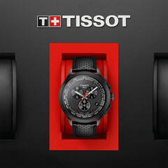Czarny zegarek w stylu wyścigowym Tissot