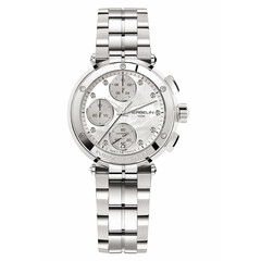 Srebrny zegarek z diamentami i masą perłową Herbelin Newport Chrono