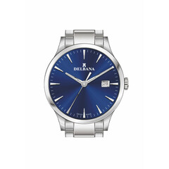 Klasyczny zegarek męski z niebieską tarczą Delbana Montale