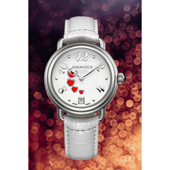 Zegarek Aerowatch z sercami na perłowej tarczy