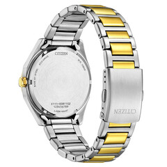Stalowa bransoleta z elementami w kolorze złotym w zegarku Citizen modern