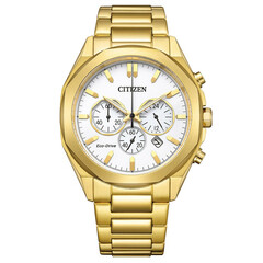 Sportowy zegarek Citizen z białą tarczą i chronografem