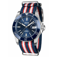 Zegarek nurkowy Epos Sportive Diver 3504.131.96.16.66 w niebieskiej kolorystyce na pasku NATO